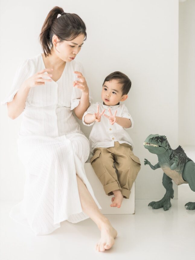 親子自然互動的攝影